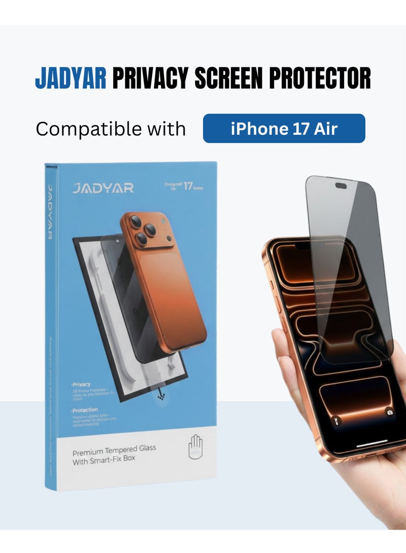 JADYAR iPhone 17 Air Smart-Fix Box Auto-Install Screen Protector | 9H Privacy Tempered Glass | HD Clear | Anti-Fingerprint - Image 1