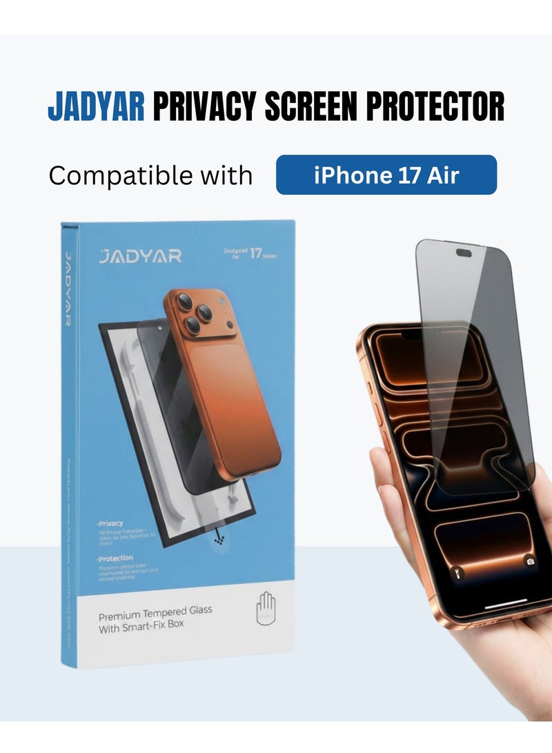 JADYAR iPhone 17 Air Smart-Fix Box Auto-Install Screen Protector | 9H Privacy Tempered Glass | HD Clear | Anti-Fingerprint - Image 1