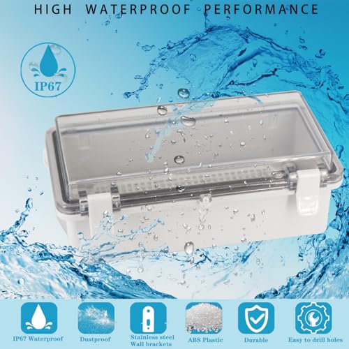 YETLEBOX Waterproof Outdoor Electrical Box Junction Box Weatherproof IP67 ABS Plastic Enclosure Switch Router Project Box with Mounting Plate with Wall Bracket 2 Cable Glands Clear 7.9"x3.9"x2.8" - Image 2