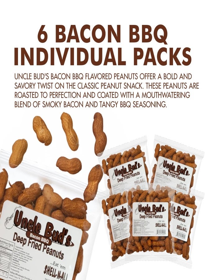 Jerky-n-Spice Uncle Bud's Deep Fried Peanuts In Shell (6-Pack) | Bacon BBQ Flavored Peanuts, Organic Peanuts, Nuts Individual Packs, High Protein Snacks, Individual Nut Snack Packs, Flavored Nuts, Peanuts In Shell - Image 3