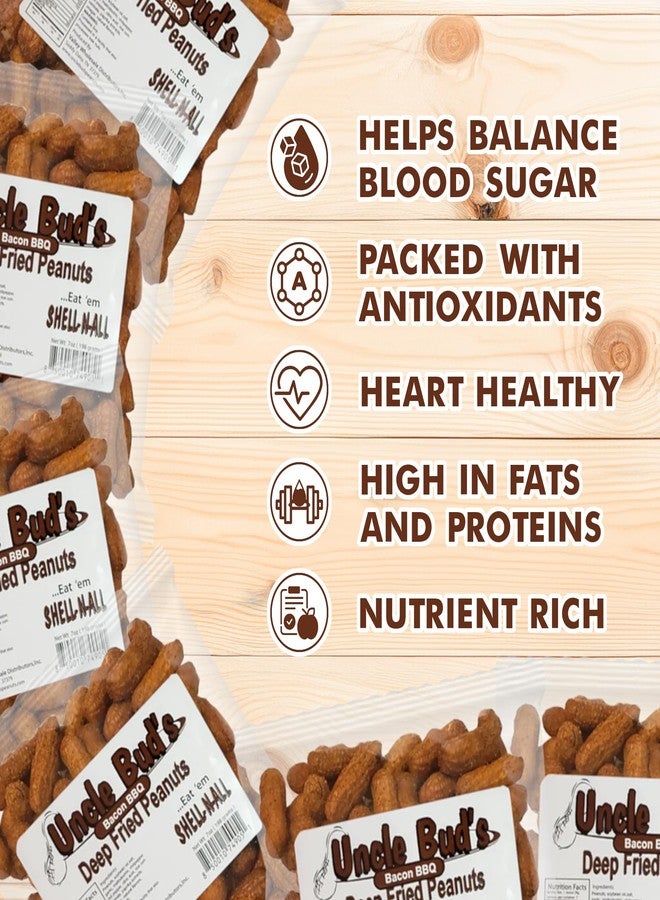 Jerky-n-Spice Uncle Bud's Deep Fried Peanuts In Shell (6-Pack) | Bacon BBQ Flavored Peanuts, Organic Peanuts, Nuts Individual Packs, High Protein Snacks, Individual Nut Snack Packs, Flavored Nuts, Peanuts In Shell - Image 2