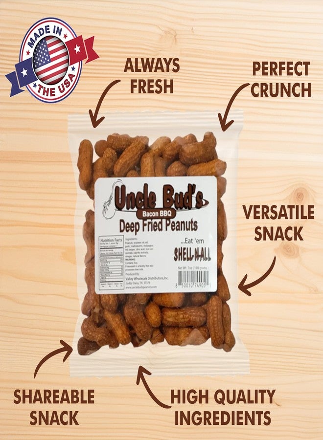Jerky-n-Spice Uncle Bud's Deep Fried Peanuts In Shell (6-Pack) | Bacon BBQ Flavored Peanuts, Organic Peanuts, Nuts Individual Packs, High Protein Snacks, Individual Nut Snack Packs, Flavored Nuts, Peanuts In Shell - Image 4