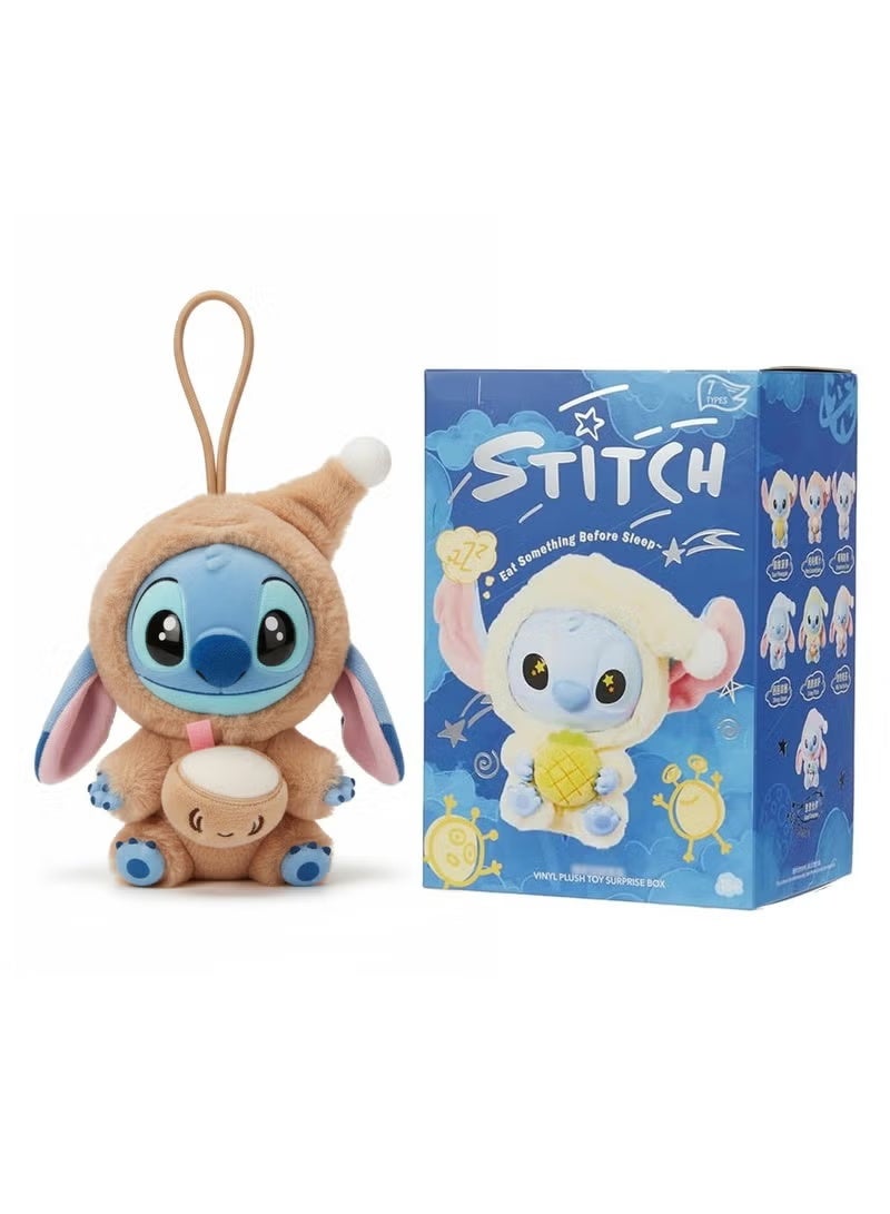 Disney Stitch Figure Keychain Plush Doll 18cm – Cute Vinyl Face Stuffed Animal with Brown Hood & Coconut | Disney Lilo & Stitch Surprise Box Series Bag Charm | Soft Hanging Toy Gift for Girls & Kids Birthday Eid Ramadan - Image 1