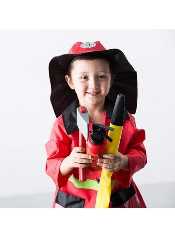 Kids Fire Chief Costume, Role-playing Fireman Gear Firefighter Costume for Kids Role Play Dress Up Toy Set with Helmet and Accessories Red, Idea Gift for Boy and Girls Birthday Gift - Image 4