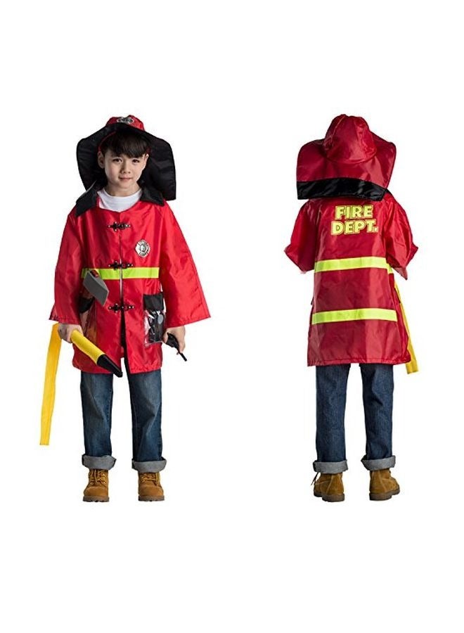 Kids Fire Chief Costume, Role-playing Fireman Gear Firefighter Costume for Kids Role Play Dress Up Toy Set with Helmet and Accessories Red, Idea Gift for Boy and Girls Birthday Gift - Image 3
