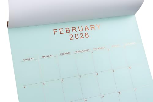 CHRIZ.Z 2026 Wall Calendar - 12" x 15" Rose Gold Foil Lettering Monthly Planning Hanging Peel Off Large Print Wall/Desk Calendar on Multi-Color Paper - January 2026 to December 2026 (3-Color) - Image 5