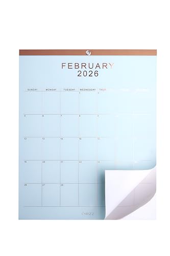 CHRIZ.Z 2026 Wall Calendar - 12" x 15" Rose Gold Foil Lettering Monthly Planning Hanging Peel Off Large Print Wall/Desk Calendar on Multi-Color Paper - January 2026 to December 2026 (3-Color) - Image 1