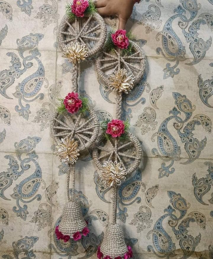 Sellplus Rassi Chudi with Rassi Bell Wall Door Hanging Toran for Door Rajasthani Home Living Room Decoration