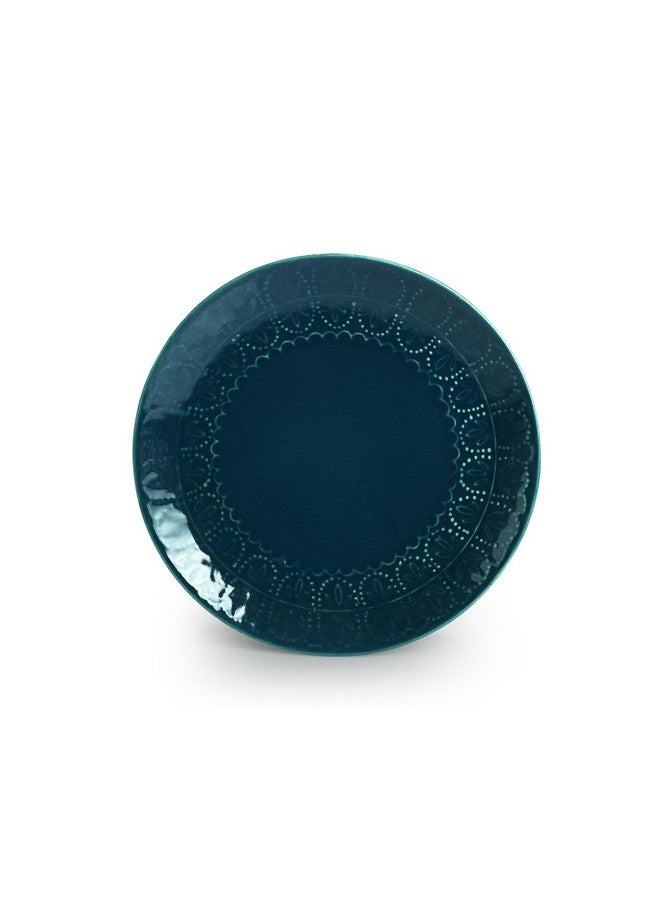 ExclusiveLane 'Teal Forest' Hand Glazed Ceramic Plates for Dinner Set of 2 (Dishwasher & Microwave Safe Plates) | Hand-Etched Dinner Plates Set Serving Plates for Snacks Plates Ceramic Serveware - Image 3