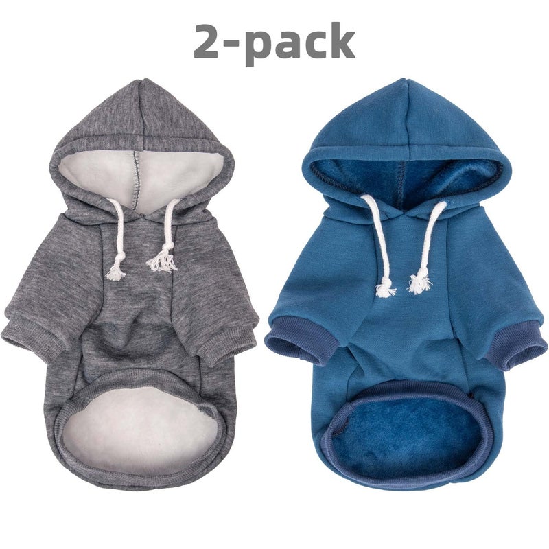 SEKUMDAN 2-Pack Dog Hooded Sweaters & Jackets - Soft Dog Clothes Hoodie for Small/Medium/Large Dogs & Cats | All-Season Comfort & Fit, Stylish Pet Shirts Apparel & Accessories (Blue, Dark Grey, Medium) - Image 2