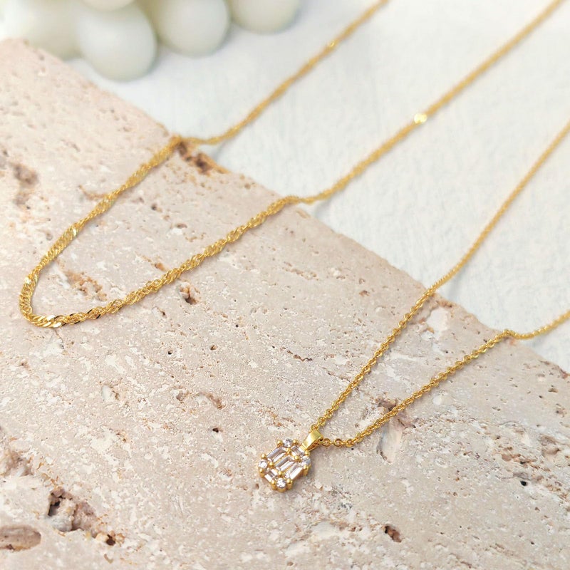 Zeffy Gold Necklace for Women, Dainty Layered Diamond Pendant Necklaces Simple CZ Solitaire Necklace Trendy Cute Choker Gold Jewelry Gifts - Image 2
