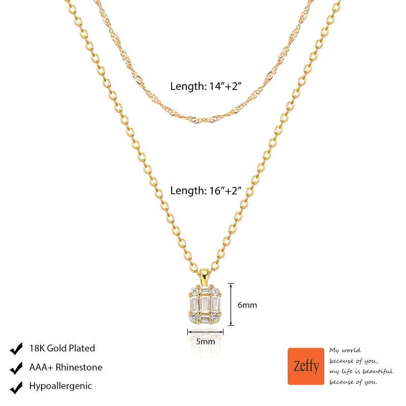 Zeffy Gold Necklace for Women, Dainty Layered Diamond Pendant Necklaces Simple CZ Solitaire Necklace Trendy Cute Choker Gold Jewelry Gifts - Image 5