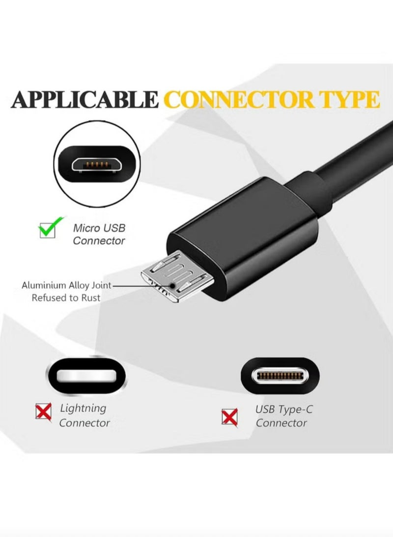 ترييو كابل شحن سريع USB لمنفذ Micro USB متعدد الاستخدام لأجهزة تحكم PS4 وجهاز سامسونج جالاكسي وLG وكيندل مع تصميم مضاد للتشابك للاستخدام اليومي والمنزلية والرحلات الخارجية - Image 3
