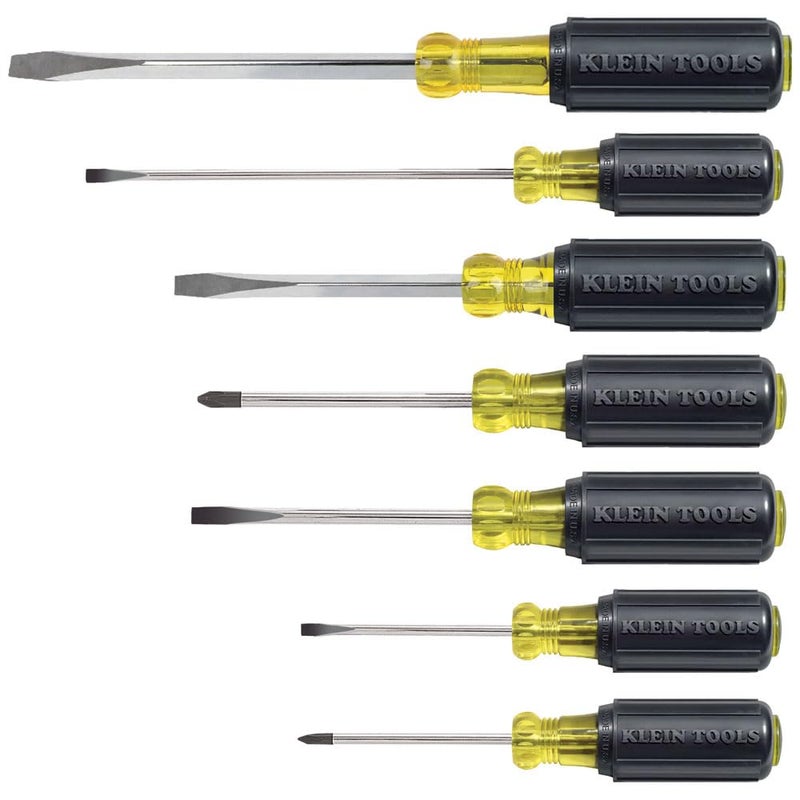 Klein Tools 85076 Screwdriver Set, Made in USA, Slotted and Phillips Screwdrivers with Non-Slip Cushion-Grip Handles and Tip-Ident, 7-Piece - Image 1