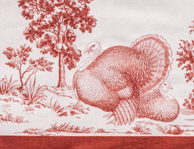 Maison d' Hermine Placemats 100% CottonSet of 4 Dinner Placemat  Decorative Washable Cloth Placemat  Dining  Buffet Parties & Camping  Holy Jouy - Red - Thanksgiving/Christmas - Image 3