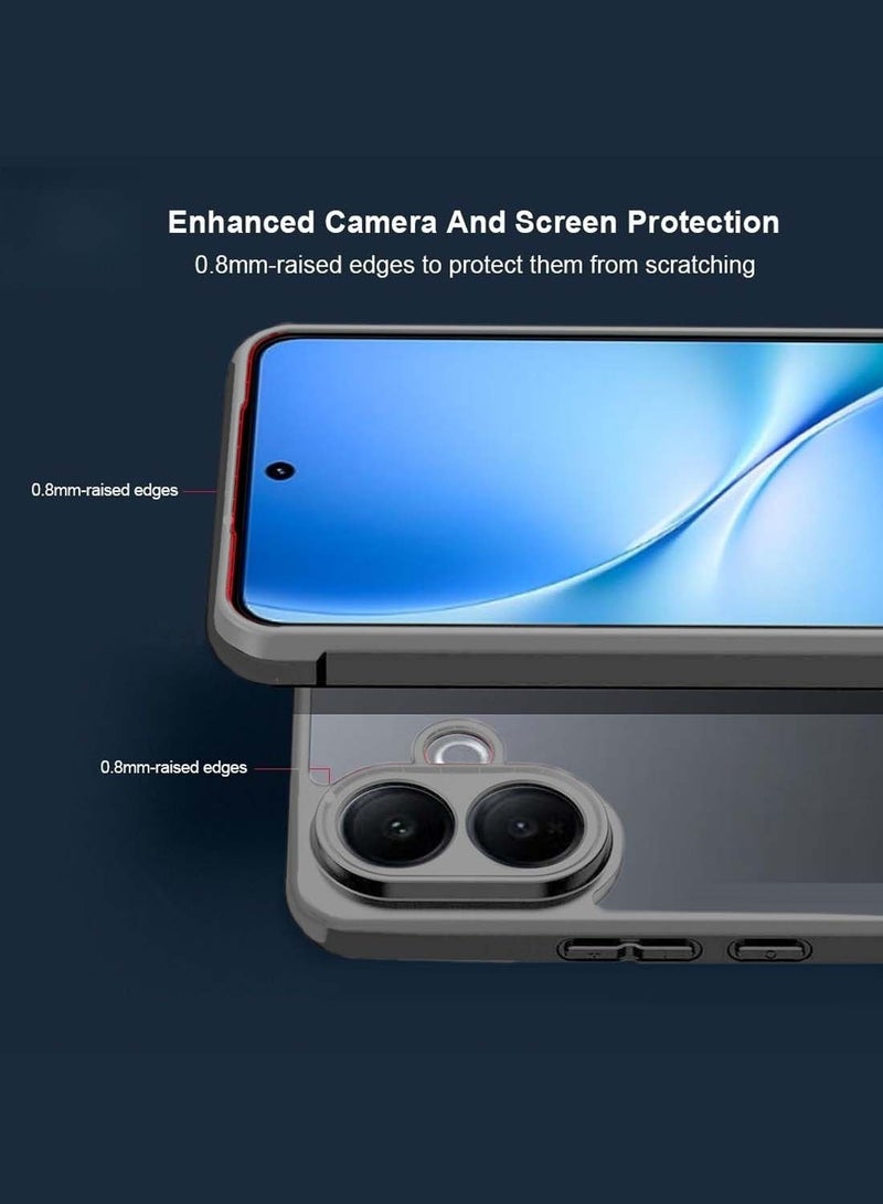 دبليو تيك غطاء حماية رقيق للجوال من نوع هجين TPU سيليكون مع كاميرا بارزة لهاتف vivo V60 Lite 5G 2025 (MCAPSA) - شفاف/رمادي - Image 3