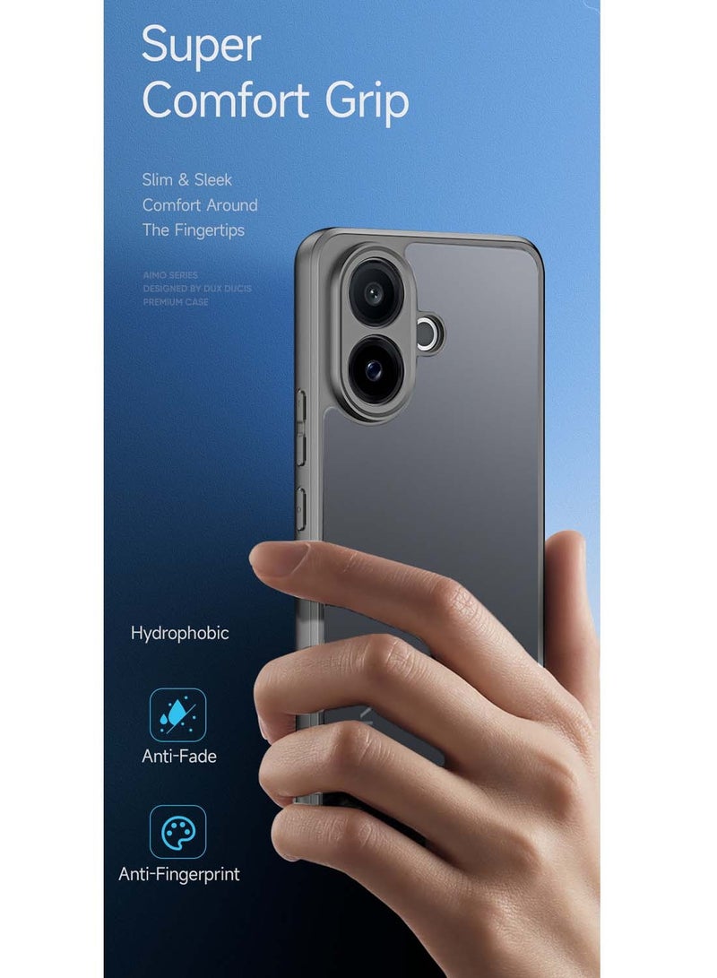 دبليو تيك غطاء حماية رقيق للجوال من نوع هجين TPU سيليكون مع كاميرا بارزة لهاتف vivo V60 Lite 5G 2025 (MCAPSA) - شفاف/رمادي - Image 2