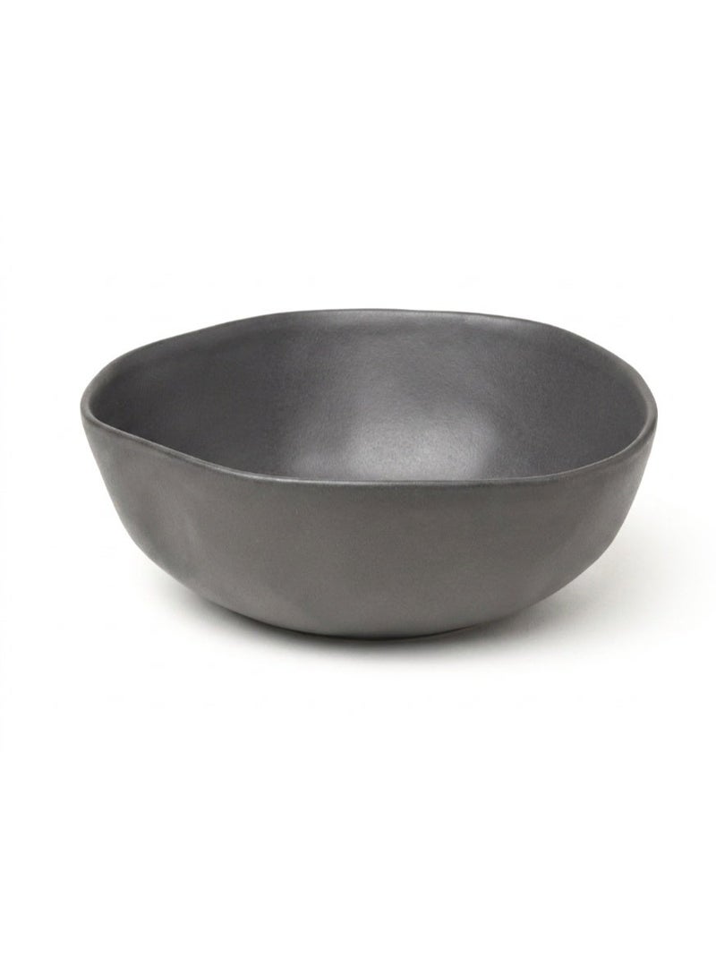 Ariane Earth Charcoal Gray Dotts Fine Porcelain Bowl, Premium Non-Stackable Porcelain Bowl - Image 1