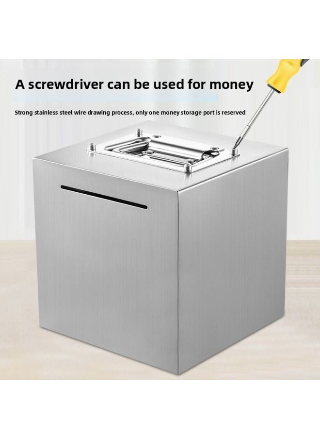 Generic Stainless Steel Piggy Bank Can Store Piggy Bank For Children Only Can't Enter 2024 Piggy Bank Can't See It-Colour:[thickening] What You Save Is Happiness-Size:No. Portable 24*24 [can Be Accessed]  - Image 5