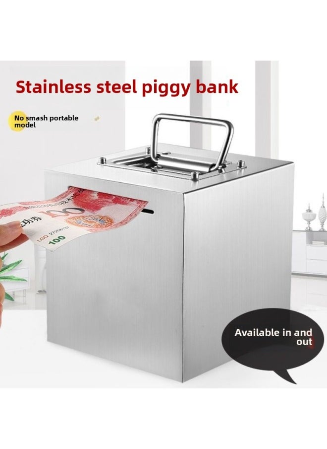 Generic Stainless Steel Piggy Bank Can Store Piggy Bank For Children Only Can't Enter 2024 Piggy Bank Can't See It-Colour:[thickening] What You Save Is Happiness-Size:No. Portable 24*24 [can Be Accessed]  - Image 2