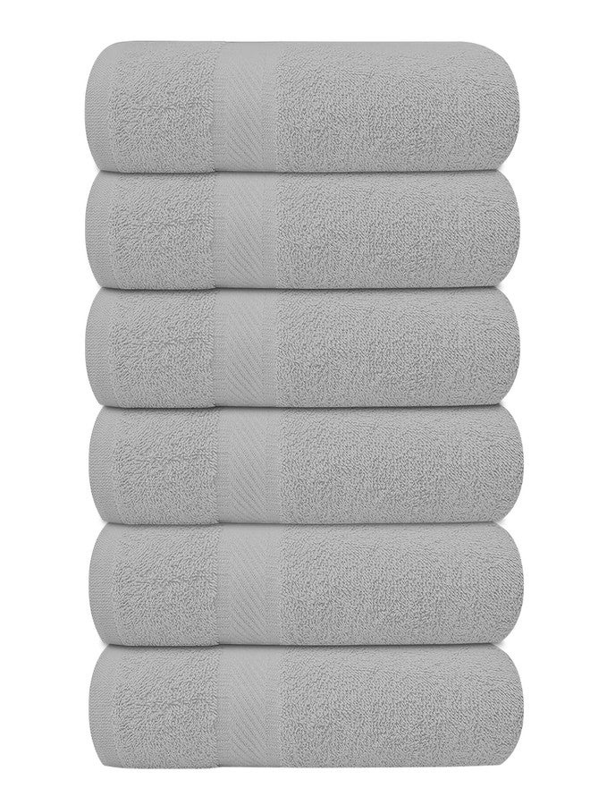 KAHAF COLLECTION مجموعة كاهف - عبوة من 6 مناشف استحمام 27 × 54 بوصة، 100% قطن، أكبر وأخف وزنًا، أسرع في الجفاف، ناعمة جدًا وامتصاصها ممتاز، مثالية للحمام (رمادي فاتح، عبوة من 6 (27''x54'')) - Image 1
