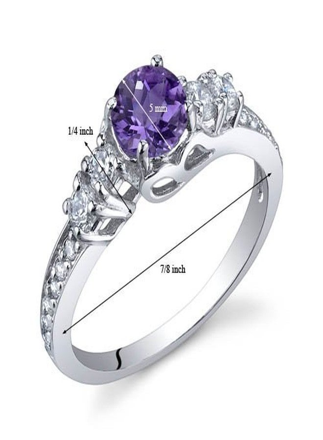PEORA Amethyst Solstice Ring for Women 925 Sterling Silver, Natural Gemstone, 0.50 Carat Round Shape, Comfort Fit, Size 8, Engagement, Promise, Statement Ring, February Birthstone Ring - Image 3