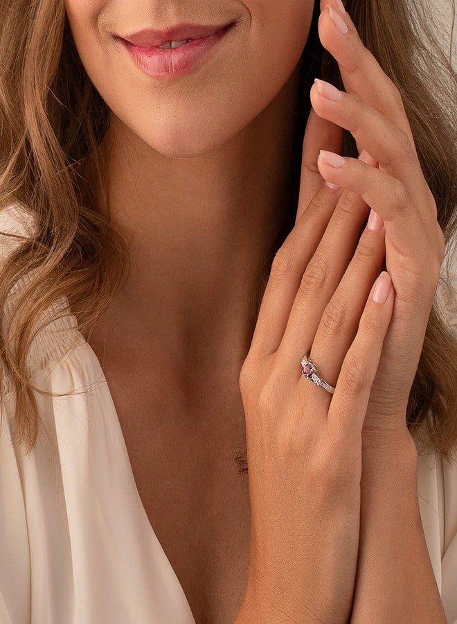 PEORA Amethyst Solstice Ring for Women 925 Sterling Silver, Natural Gemstone, 0.50 Carat Round Shape, Comfort Fit, Size 8, Engagement, Promise, Statement Ring, February Birthstone Ring - Image 2
