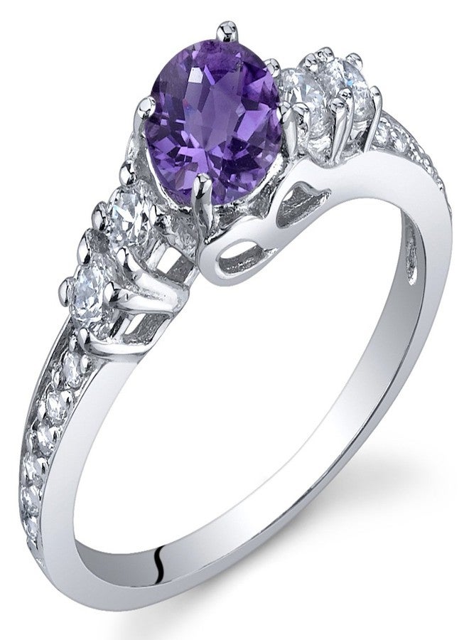 PEORA Amethyst Solstice Ring for Women 925 Sterling Silver, Natural Gemstone, 0.50 Carat Round Shape, Comfort Fit, Size 8, Engagement, Promise, Statement Ring, February Birthstone Ring - Image 1