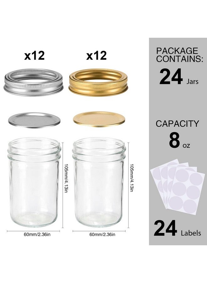 SPANLA Mason Jars 8 oz, 24 Pack Canning jars 8 oz Jelly Jars With Regular Lids and Bands, Half Pint Glass Jars Ideal for Jam, Honey, Wedding Favors, Shower Favors, Baby Foods - Image 1