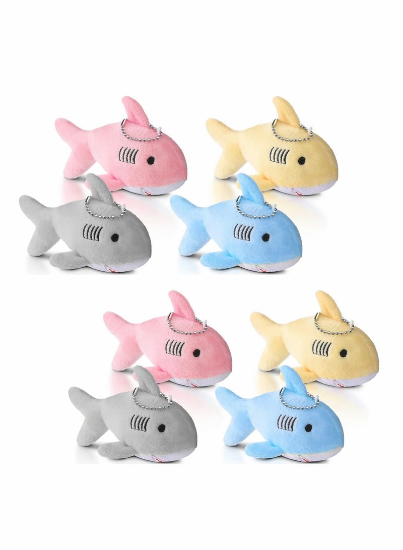 Mini Cute Shark Plush Toys Set 8 Pack Bulk Soft Keychains for Boys Girls Party Favors Goody Bag Fillers Multicolor  - Image 1