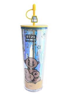 Miniso BT21 Collection Double Wall Plastic Tumbler with Straw (800mL)(SHOOKY) 