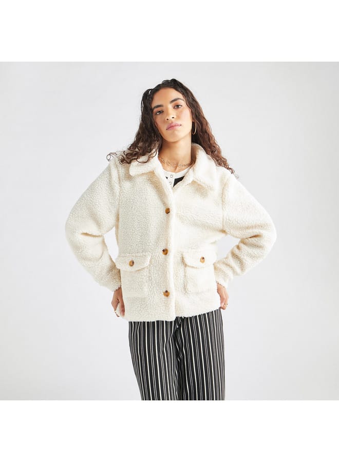 Splash FAV Textured Jacket with Long Sleeves and Pockets  - Image 1