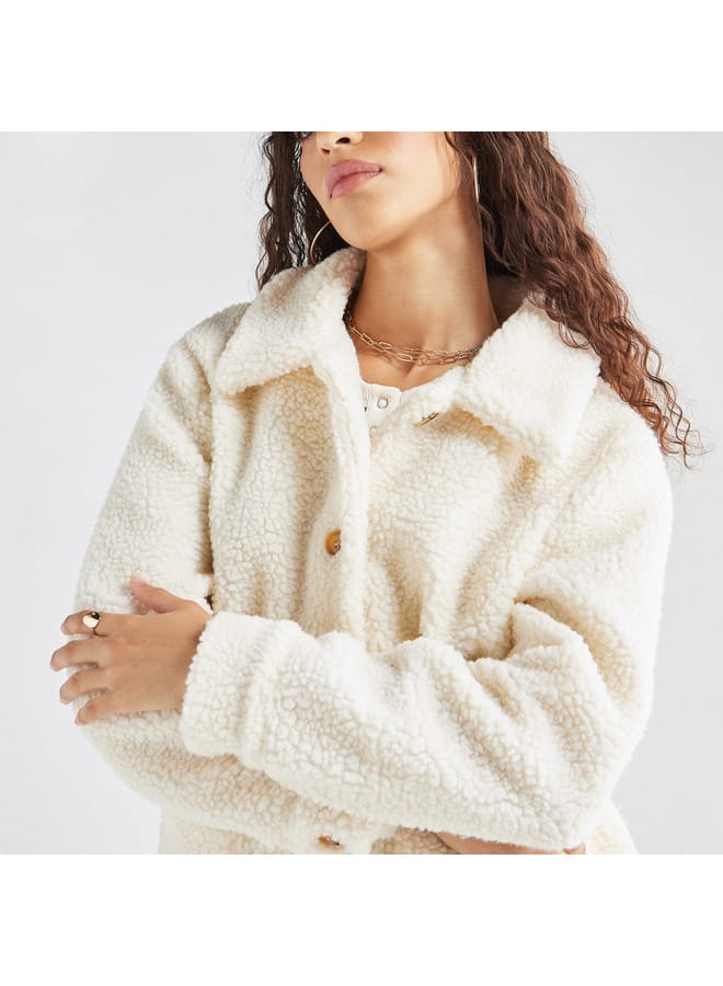 Splash FAV Textured Jacket with Long Sleeves and Pockets  - Image 4