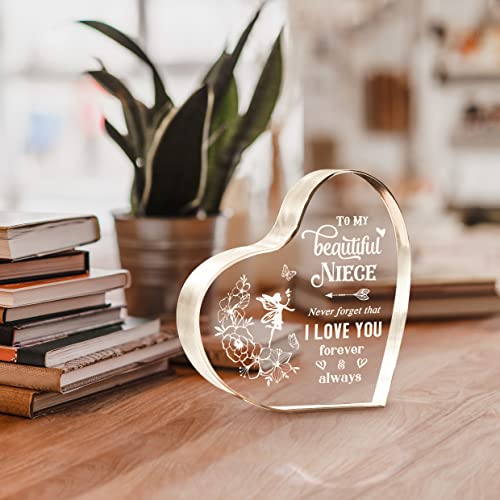 Milcier Niece Gifts from Auntie, Gifts for Niece, 3.9x3.9 Inch Acrylic Keepsake To My Niece Birthday Gifts, Niece Gifts from Aunt Uncle, Christmas Gifts for Niece Little Girl Niece Adult Niece - Image 4