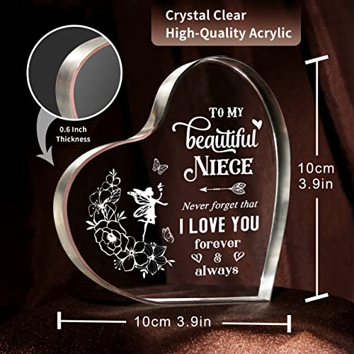 Milcier Niece Gifts from Auntie, Gifts for Niece, 3.9x3.9 Inch Acrylic Keepsake To My Niece Birthday Gifts, Niece Gifts from Aunt Uncle, Christmas Gifts for Niece Little Girl Niece Adult Niece - Image 3