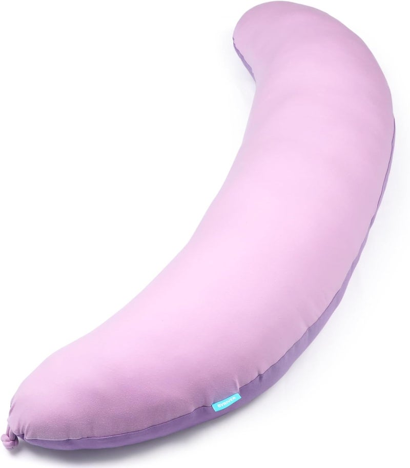 BYRIVER 39" Pink Purple Cute Body Pillow for Women Girl Side Sleepers, C Shaped Pregnancy Pillow, Anxiety Relief Hugging Pillow for Adults, 100% Cotton Pillow Cover, Gifts for New Mom (ZI-L) - Image 1