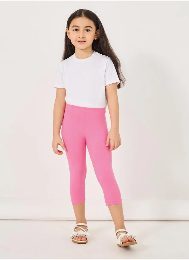 Styli Styli Elastic Waistband Basic Capri Length Leggings