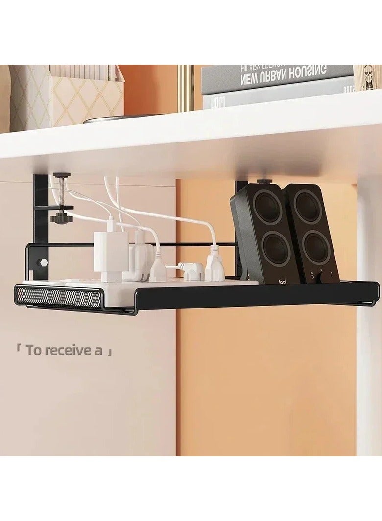 AROAQ Under Desk Cable Management Tray No Drill Steel Desk Cable Organizers Wire Management Rack (Pack of 2) - Image 2