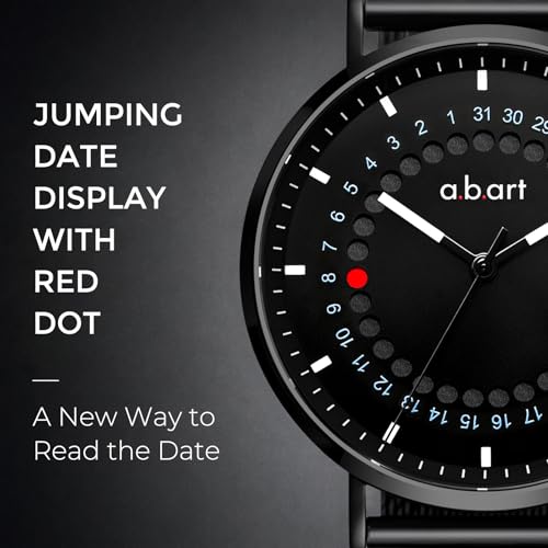 a.b.art Men's Watch, Swiss Parts Ronda Quartz Movement, Sapphire Crystal, Milanese Mesh Band, Ultra-Thin Design, Minimalist Bauhaus Style, 41mm Black Dial (FD41-265-1S-1) - Image 2