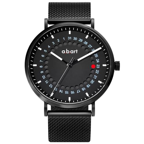 a.b.art Men's Watch, Swiss Parts Ronda Quartz Movement, Sapphire Crystal, Milanese Mesh Band, Ultra-Thin Design, Minimalist Bauhaus Style, 41mm Black Dial (FD41-265-1S-1) - Image 1