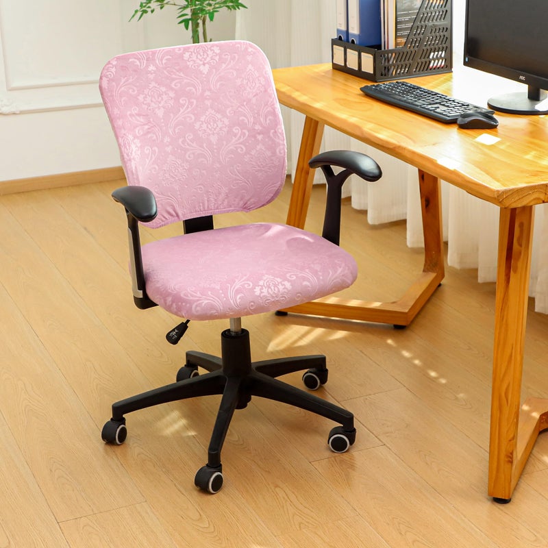 FORCHEER Split Office Chair Covers 2 Pieces Stretch Pink Velvet Separated Desk Chair Slipcover for Backrest and Seat Washable - Image 2