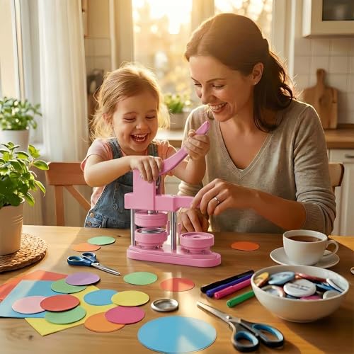 Freeingbag 58mm Button Maker Machine Kit, Installation-Free Button Pin Maker & Pin Maker Machine with 100 Sets Supplies, Circle Cutter & Bonus DIY Accessories for Badges, Crafts & School Projects - Image 3
