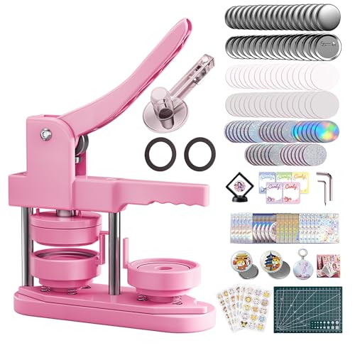 Freeingbag 58mm Button Maker Machine Kit, Installation-Free Button Pin Maker & Pin Maker Machine with 100 Sets Supplies, Circle Cutter & Bonus DIY Accessories for Badges, Crafts & School Projects - Image 1