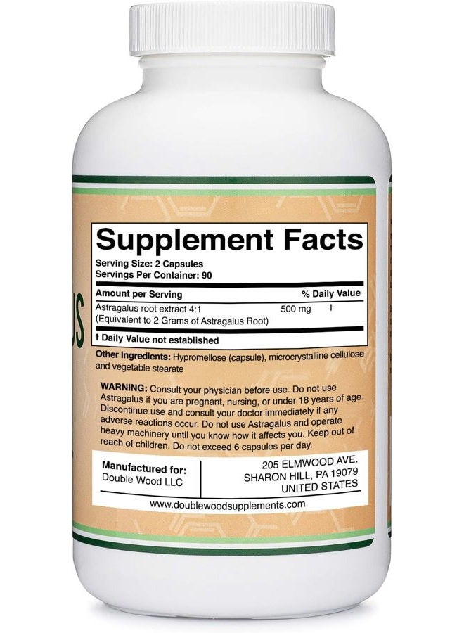 Double Wood Supplements مقوي المناعة أستراجالوس 500 ملغ 180 كبسولة - غني بالفلافونويدات والبوليسكاريد - غير معدّل وراثيًا، خالي من الغلوتين، مختبر من طرف ثالث - Image 4