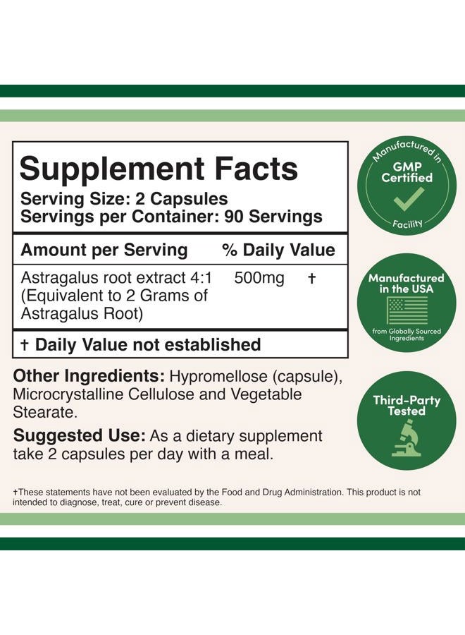 Double Wood Supplements مقوي المناعة أستراجالوس 500 ملغ 180 كبسولة - غني بالفلافونويدات والبوليسكاريد - غير معدّل وراثيًا، خالي من الغلوتين، مختبر من طرف ثالث - Image 2