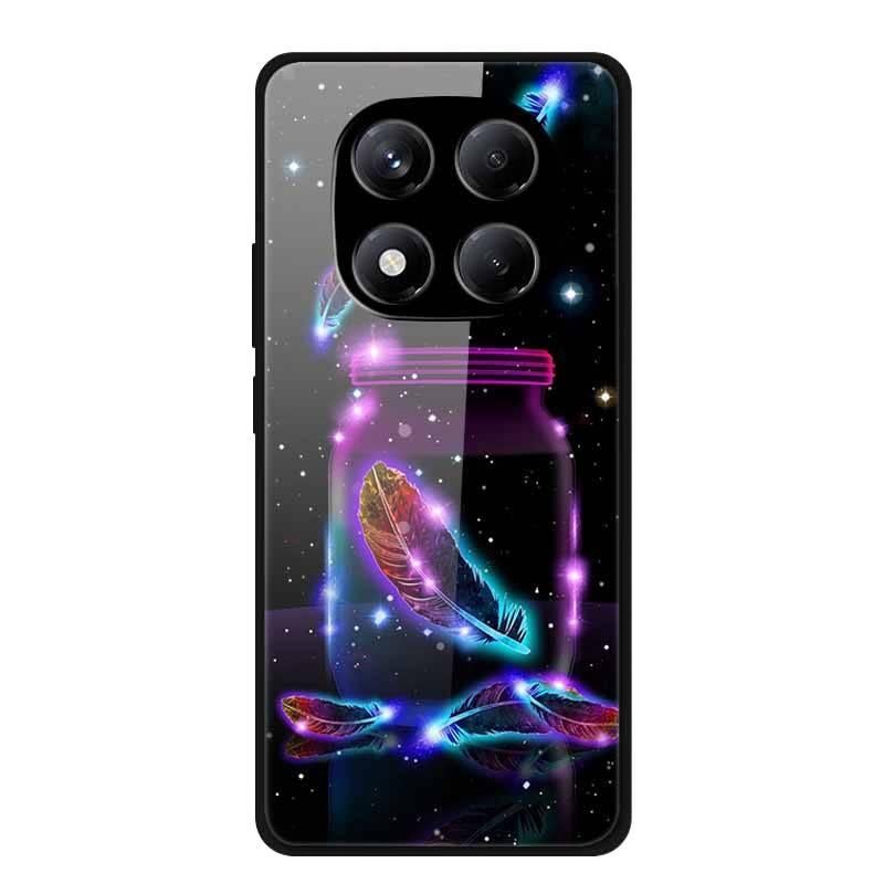 غطاء واقي بGlass لـ Redmi Note 14 Pro مع مقاوم للخدش والحماية من السقوط مع مقاوم للصدمات مع سطح مرآة باللون Colored Feathers in Bottle مع مرآة باللون الأحمر - Image 1