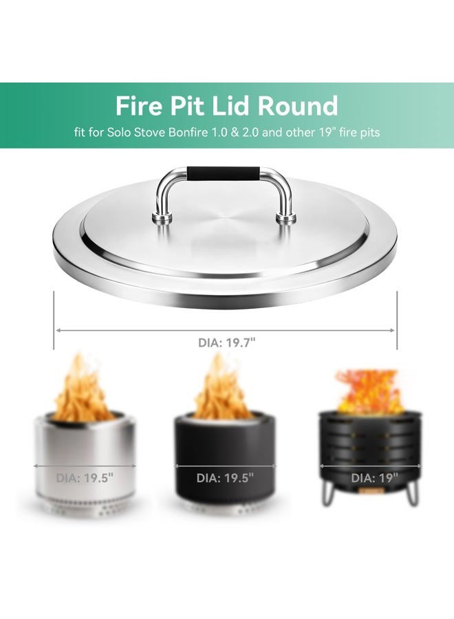 COGRICHBF Solo Stove Bonfire Accessories, 304 Stainless Steel Fire Pits Round Lid with Heat Resistant Handle for Bonfire - Image 2