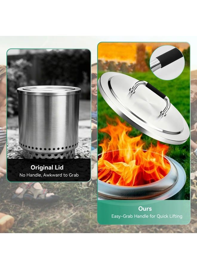 COGRICHBF Solo Stove Bonfire Accessories, 304 Stainless Steel Fire Pits Round Lid with Heat Resistant Handle for Bonfire - Image 5