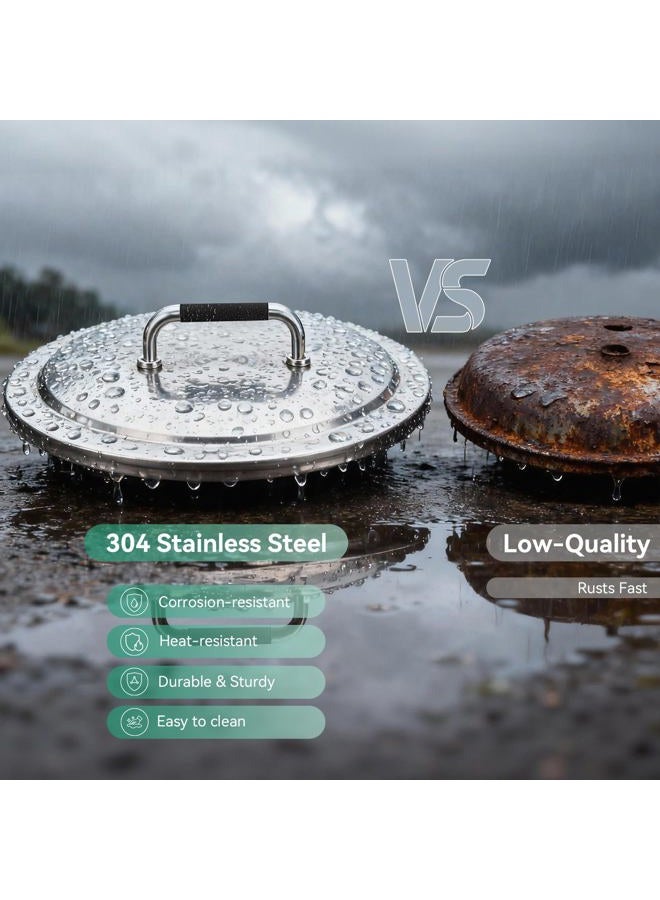 COGRICHBF Solo Stove Bonfire Accessories, 304 Stainless Steel Fire Pits Round Lid with Heat Resistant Handle for Bonfire - Image 3