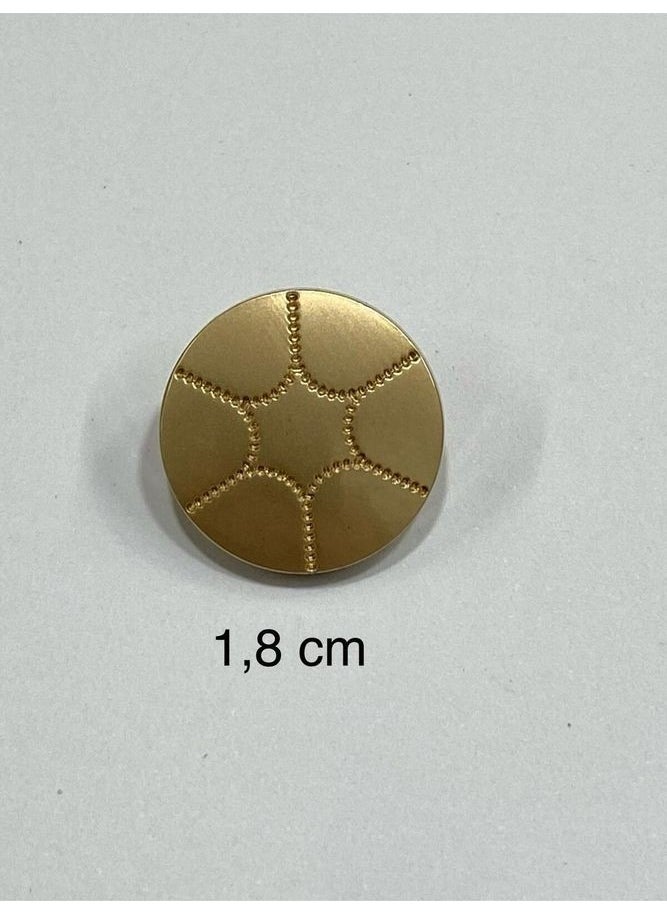 Karan Tuhafiye Karan Haberdashery Metal Button/cardigan Vest Length/6 Piece Set/1.8 CM/JX026/MAT Gold  - Image 3